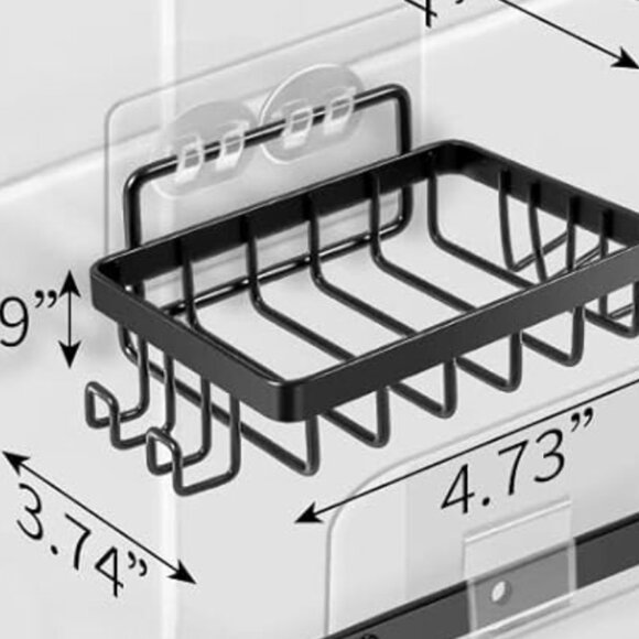 Set of 2 Black Metal Shower Caddies with Hooks - Picture 5 of 7